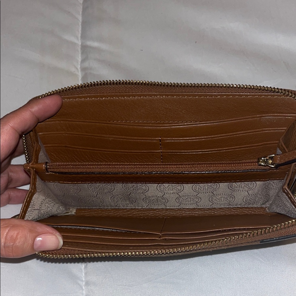 Michael Kors Tan Leather Zip Wallet - Picture 3 of 5